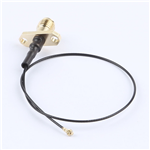 轉接線 雙孔法蘭SMA母頭轉三代IPEX RG0.81黑線——KH-FL2SMAK-IPEX3-RG0.81-B180