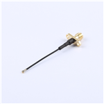 轉接線 雙孔法蘭SMA母頭轉四代IPEX RG1.13黑線——KH-FL2SMAK-IPEX4-RG1.13-B50