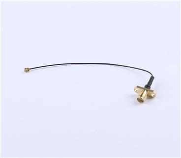 轉接線 雙孔法蘭SMA母頭轉一代IPEX RG0.81黑線——KH-FL2SMAK-IPEX-RG0.81-B120