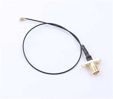 轉接線 雙孔法蘭SMA母頭轉一代IPEX RG0.81黑線——KH-FL2SMAK-IPEX-RG0.81-B200