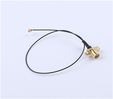 轉接線 雙孔法蘭SMA母頭轉一代IPEX RG0.81黑線——KH-FL2SMAK-IPEX-RG0.81-B250