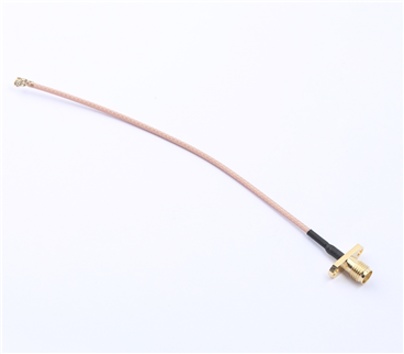 轉接線 雙孔法蘭SMA母頭轉一代IPEX RG178棕色線——KH-FL2SMAK-IPEX-RG178-120