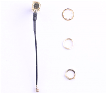 IPEX轉SMA鍍金彎頭，外螺內孔，RG1.13黑色線材，L=60mm(4件套)——KH-IPEX-SMA-W-60