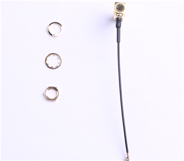 IPEX轉SMA鍍金彎頭，外螺內孔，RG1.13黑色線材，L=60mm(4件套)——KH-IPEX-SMA-W-80