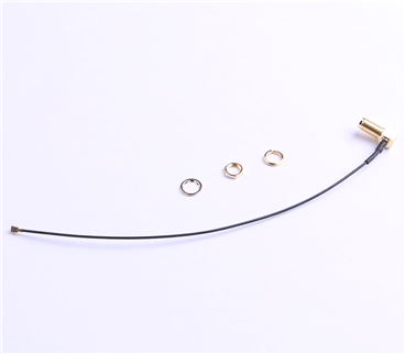 IPEX轉SMA鍍金彎頭，外螺內孔，RG1.13黑色線材，L=180mm 4件套——KH-IPEX-SMA-W-180